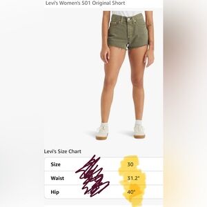 Levi's Green Jean Shorts Distressed Cut-Off Style